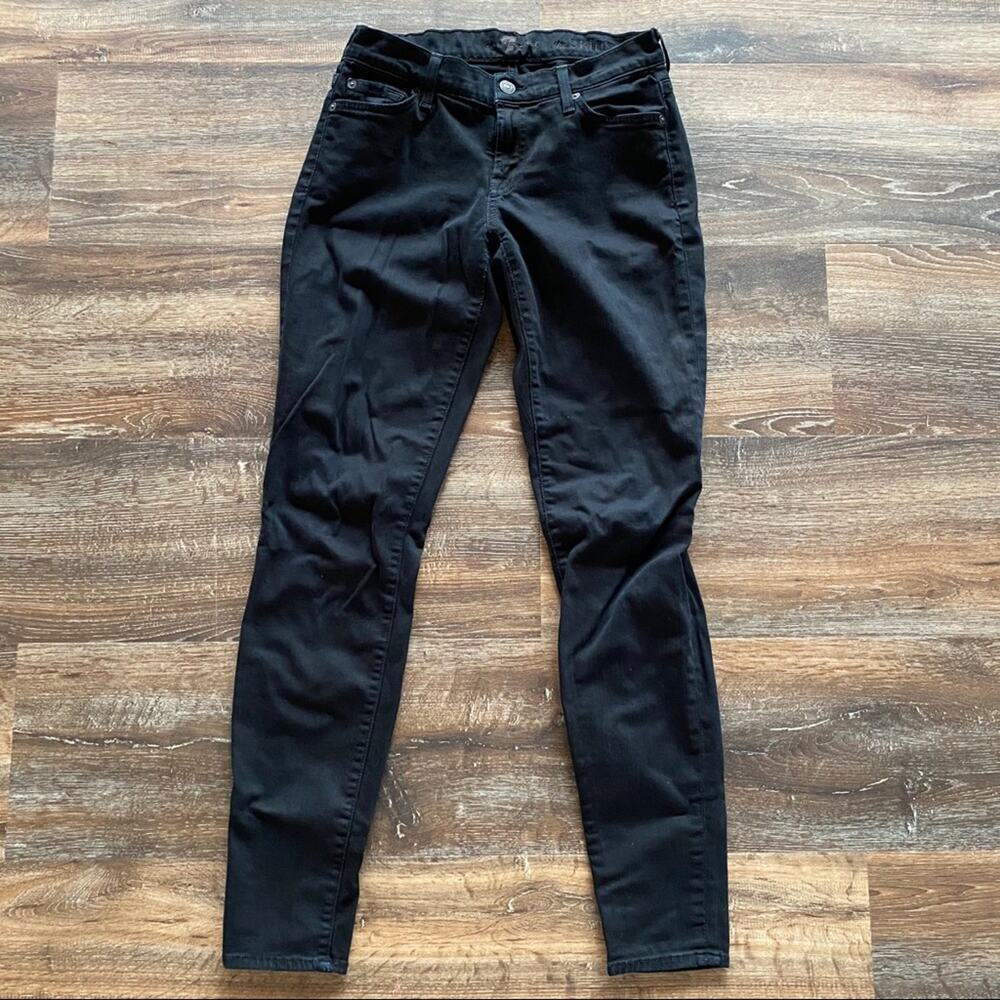 7 For All Mankind The Skinny Black Skinny Jeans Size 25